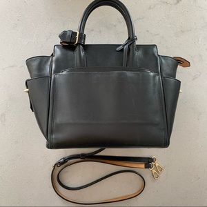 Authentic Reed Krakoff Soft Black Leather Top Handle Bag